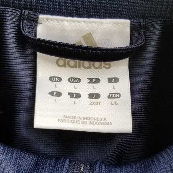 Adidas Blue track Jacket With Green  Stripes L - Picture 5 of 8